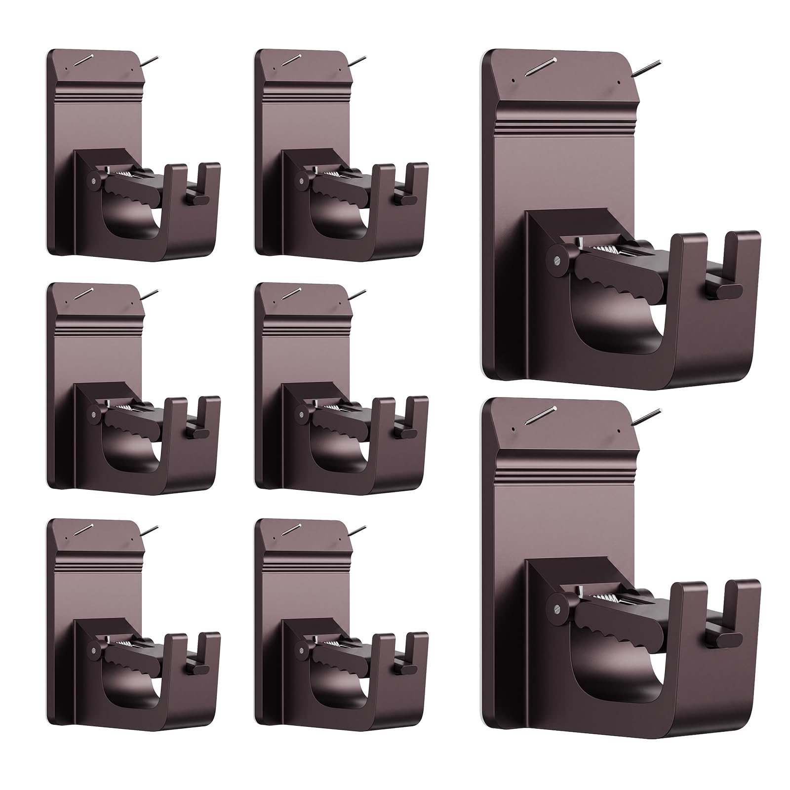 Heavy Duty Curtain Rod Brackets, No Drill Curtain Rod Brackets with Adhesive & Invisible Nail, 30+LB Load Curtain Rod Holders, Damage Free Curtain Rod Hooks for Wall, Bathroom, Kitchen 8PC Bronze