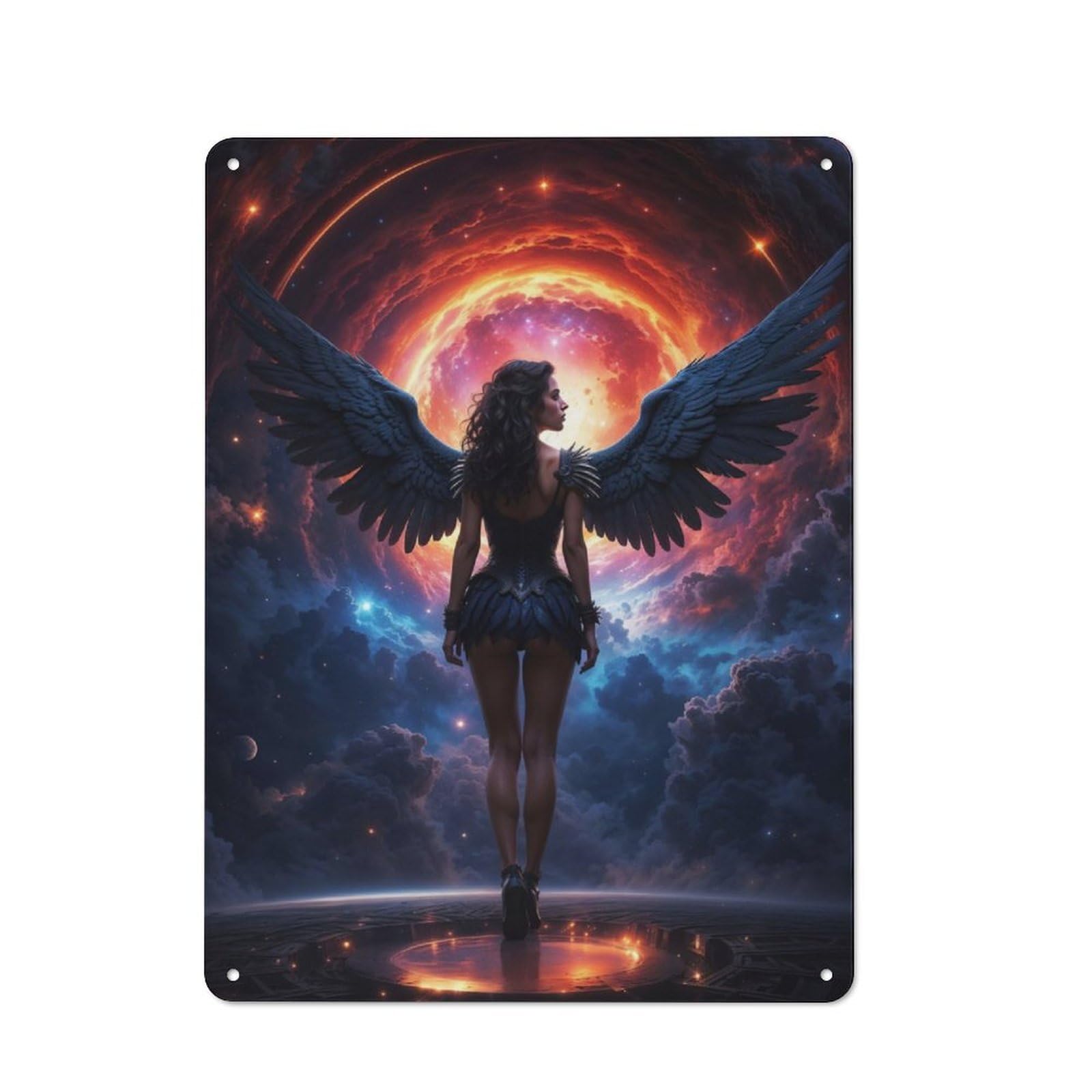 Junmoney Girls Takes Flight In Space Metal Wall Art Sign 40X30cm, Retro Vintage Wall Decor For Kitchen, Hallway, Bar Or Small Cafe