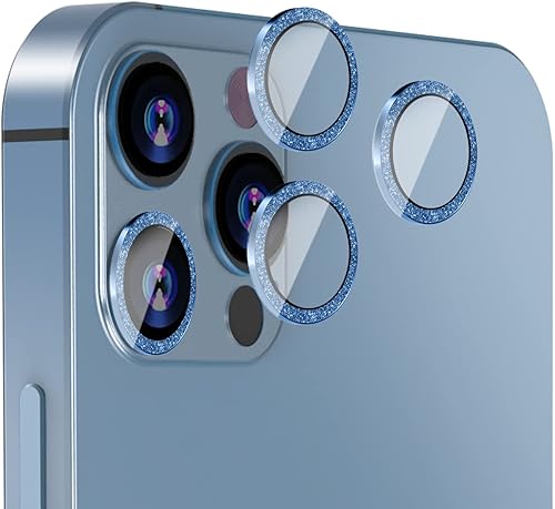 McgojoHi Azul brillantina 2 juegos para iPhone 13 ProiPhone 13 Pro Max protector de pantalla de vidrio templado protector de pantalla de cámara