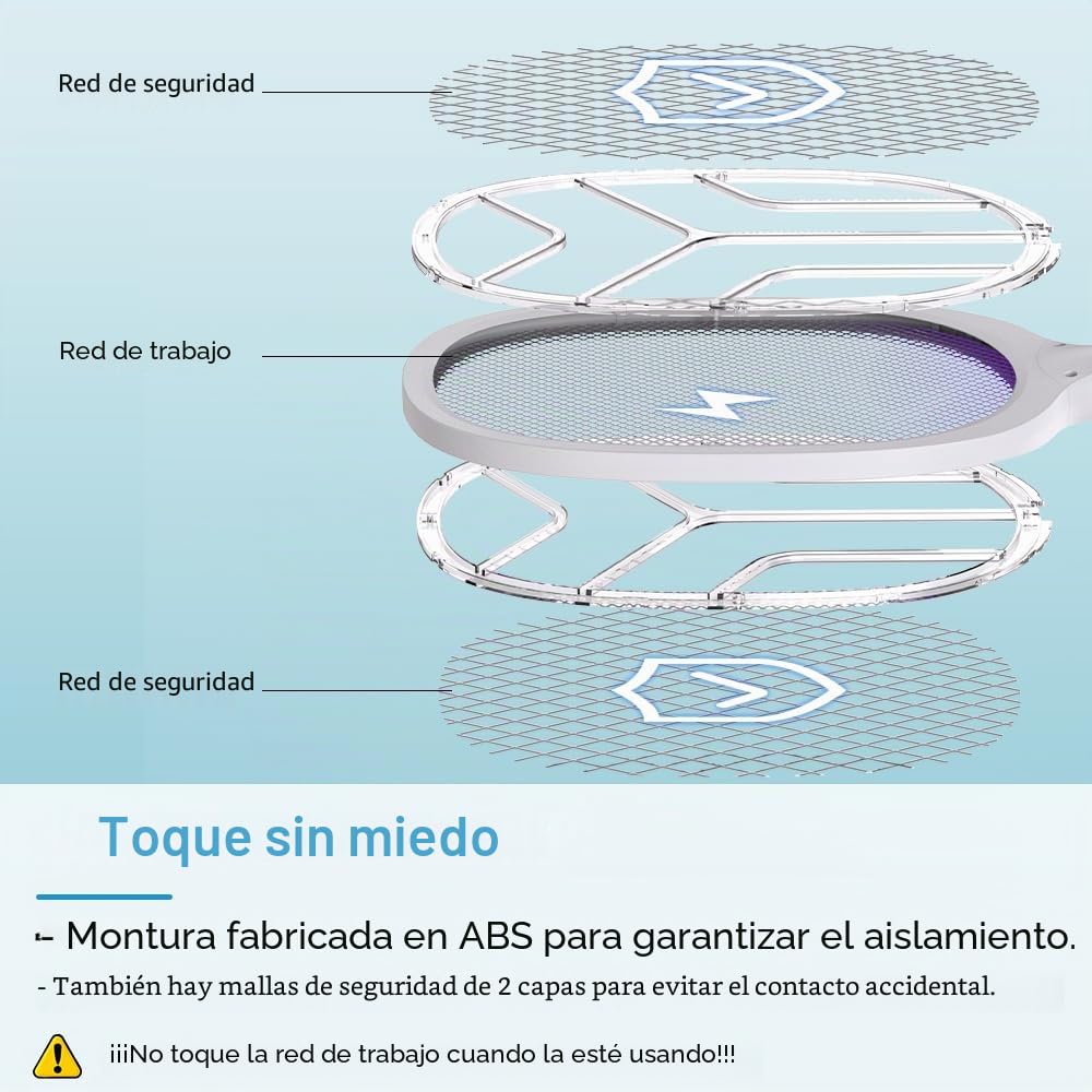 Raqueta Matamoscas Electrica (2 uds), 4800V Mata Mosquitos Electrico 2en1 con Base de Carga USB-C, Batería Recargable 1800mAh & LED UV, Raqueta Mosquitos Electrica para Mosquitos Moscas Abejas | Matamoscas eléctrico recargable 2 en 1, matamoscas eléctrico