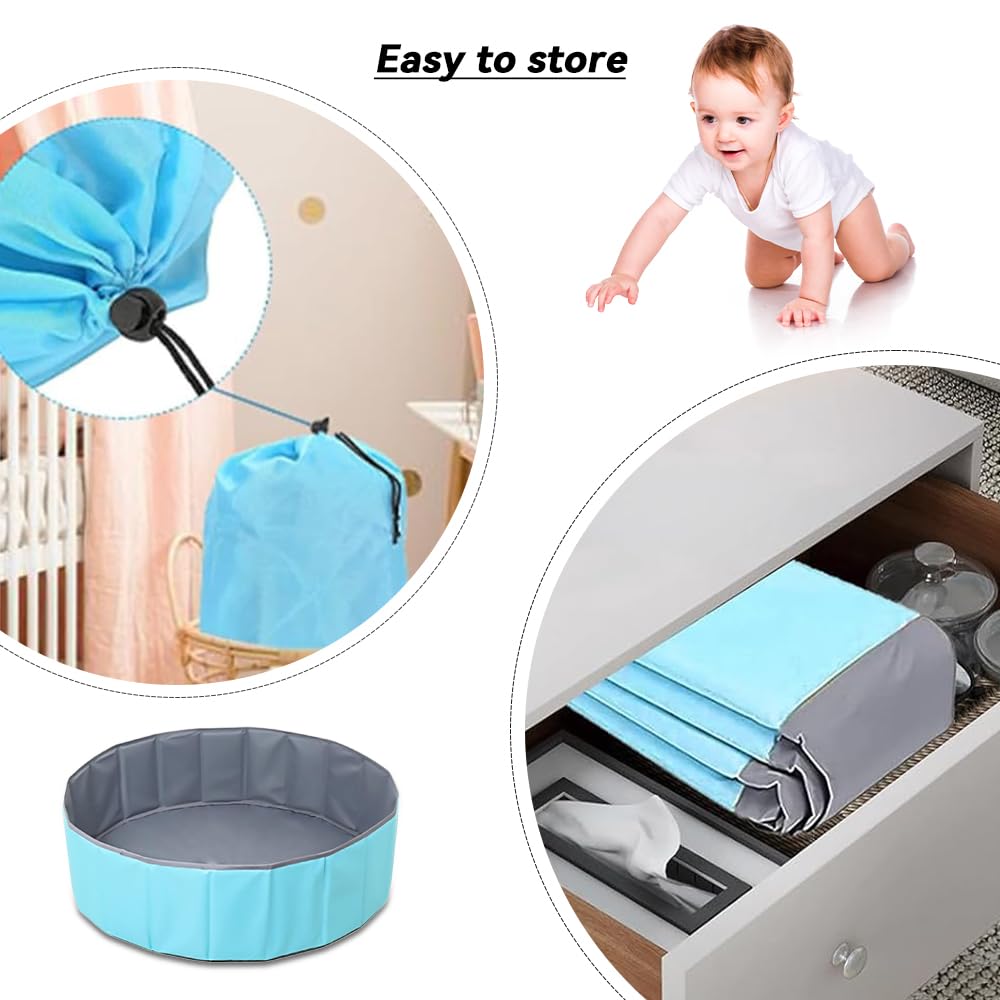 Lotvic Bällebad Faltbares Baby Bällebad Wasserdicht Kinder Bällebad Tragbares Baby Runder Ozean Bällebad Bällebad für Baby Kleinkind Jungen Mädchen Hunde Katzen Indoor Outdoor (80cm, Blau), YL00346
