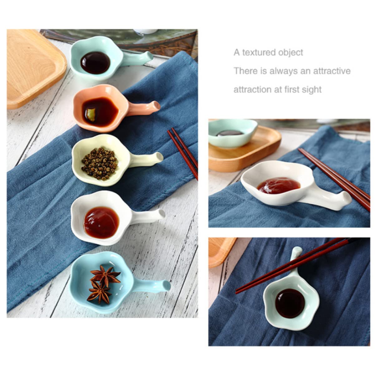 Support de repos pour baguettes 3 pièces Support de divertissement fin Cuillère ou plateaux à fruits Bols à barbecue, soucoupes Portion de baguettes Bol de repos Sky- Bleu ciel Petit avec tasses d'as