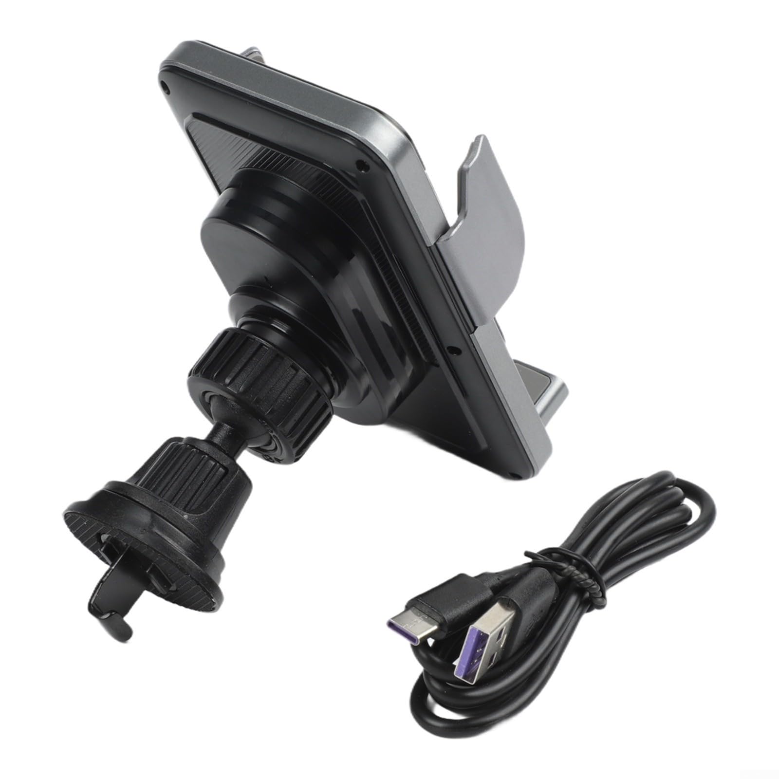 Cargador de coche inalámbrico de 15W, cargador de coche inalámbrico de sujeción automática, con soporte de teléfono de sujeción automática para iPhone para Android (plata)