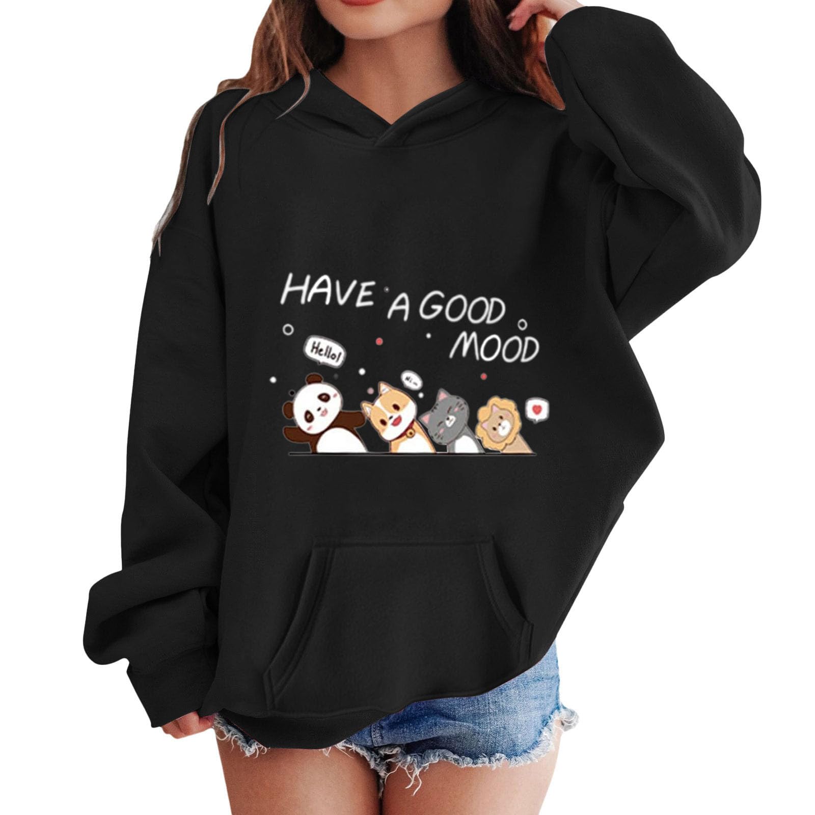 Sweatshirt Hoodie Kids Girls Age 4-14 Years Cute Trendy Graphic Baggy Pullover Sweatshirt Teenage Girls Long Sleeve Winter Comfy Loose School Casual Jogging T Shirt