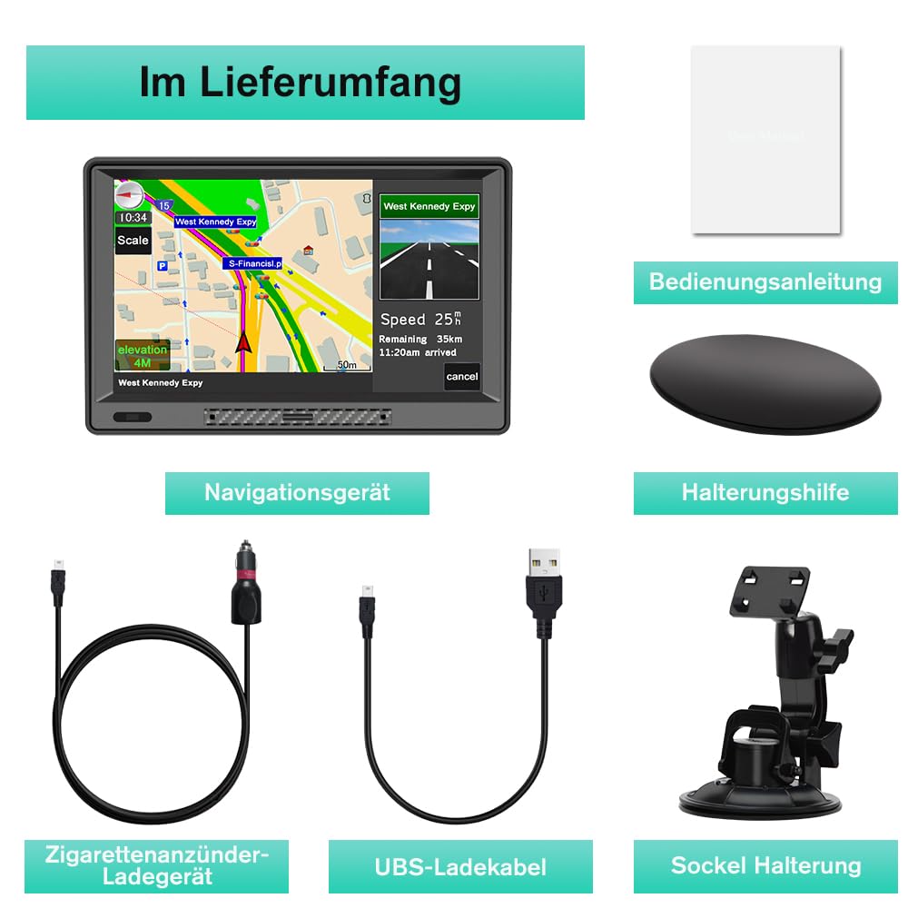 AWESAFE Bluetooth Navigationsgeräte mit 9 Zoll Touchscreen, GPS Navigation für LKW PKW KFZ, 2023 Europa Karten