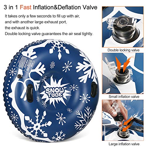 sanyi Snow Tube 41\'\' Heavy Duty Inflatable Snow Sled 6mm Thickness Material for Highly Tolerant Abrasion Great for Kids and Adults Ideal for Winter Fun