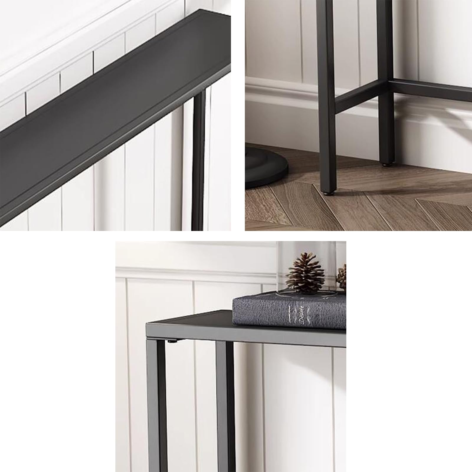 OYEAL Schwarzer Konsolentisch, 74,9 Cm – Industrieller Beistelltisch Für Sofa, Schlafzimmer & Flur, Mit Metallrahmen