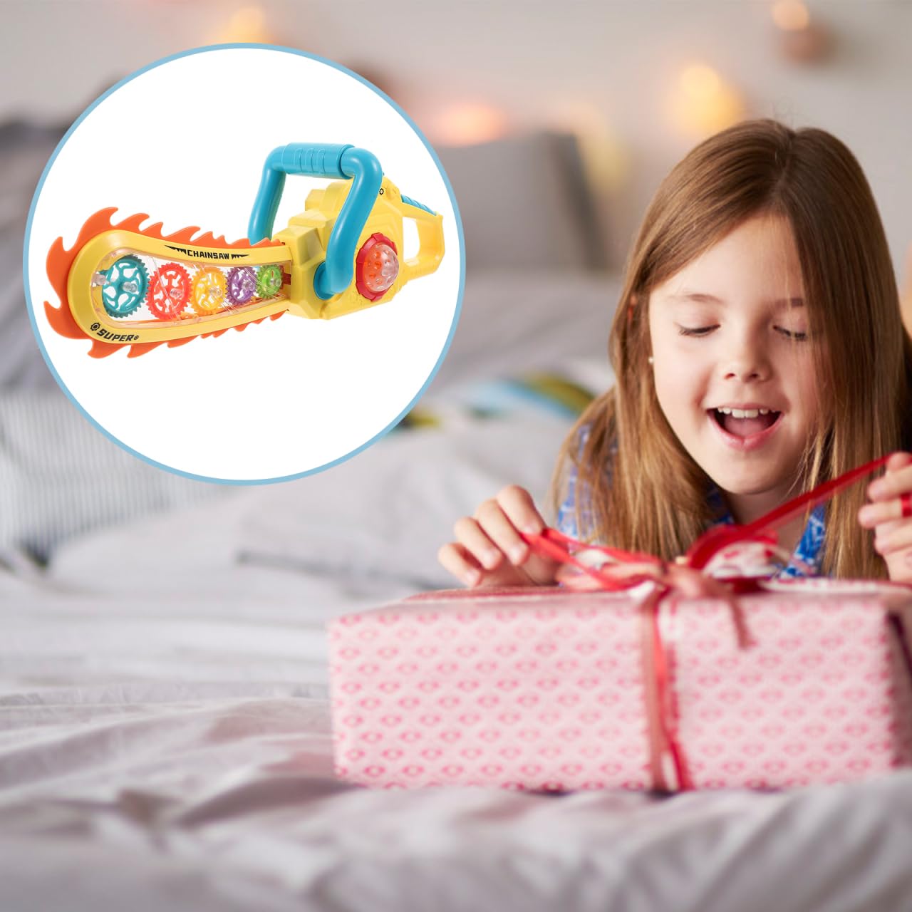 Beaupretty Glowing Chainsaw Toy for Kids with Flashing Lights Reusable Plastic Luminous Play Tool for Festive Parties and Pretend Play 13.58In - Image 4
