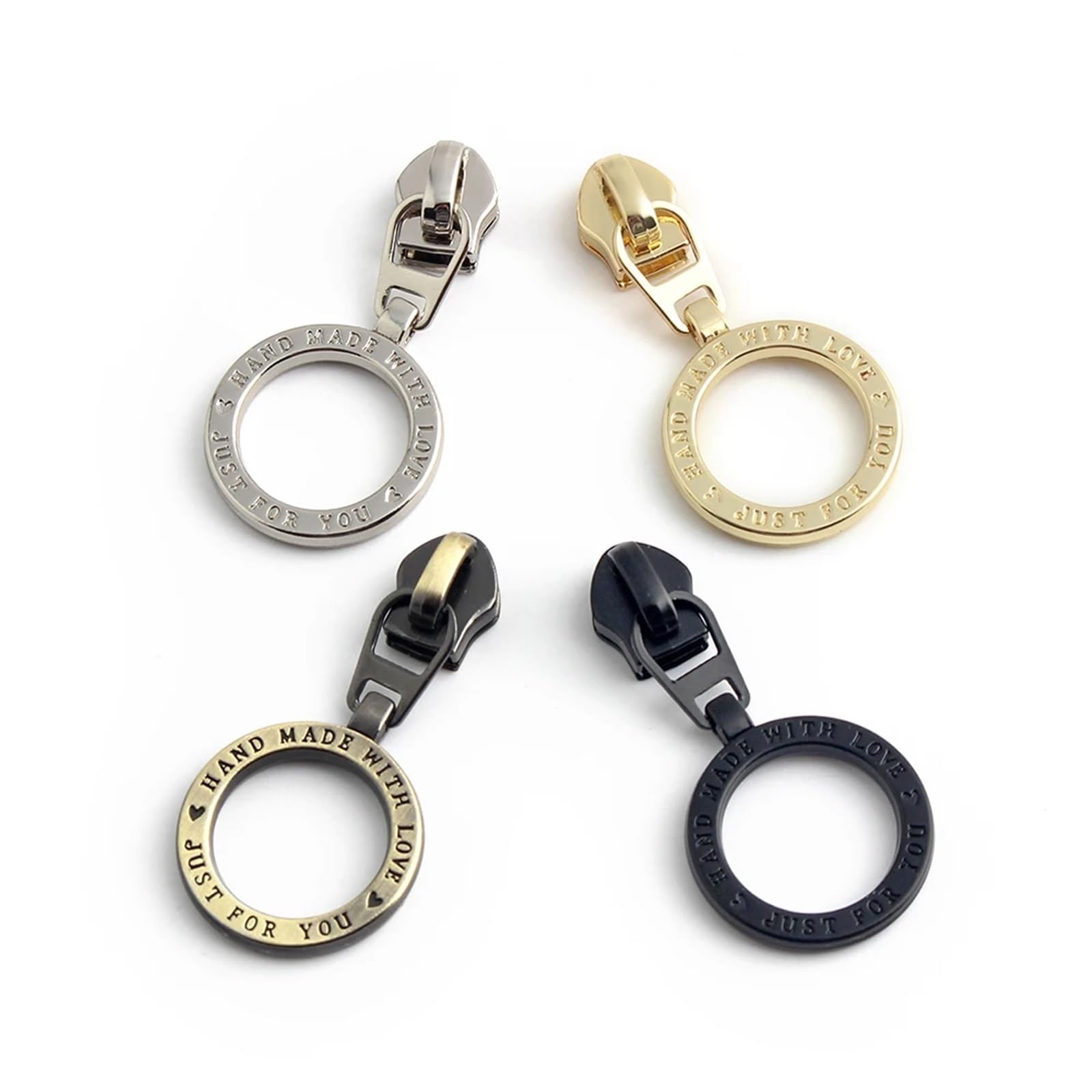 10/30/50/100 piezas 5# deslizadores de cremallera for bolsas nailon, tiradores metal, kit reparación, costura prendas DIY Para Reparar Chaquetas(Black,50Pcs)