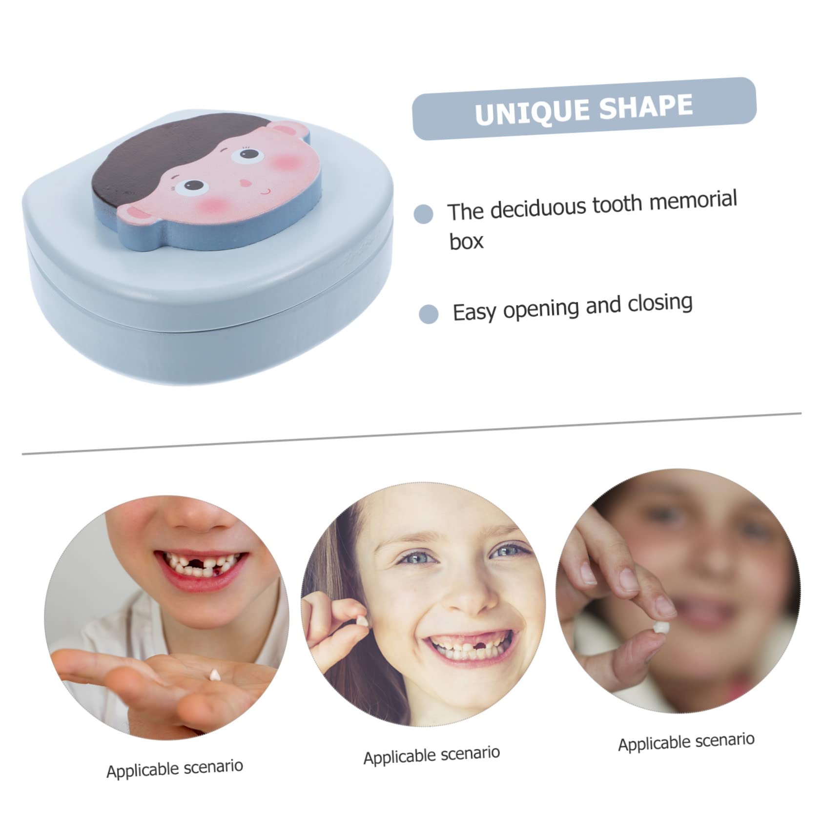 Caja de Recuerdos Guardado de Dientes de Madera, para Niños | 1 Juego, Cierre Fácil, Resistente al Desgaste, Detalles en Pp, Acrílico y Algodón