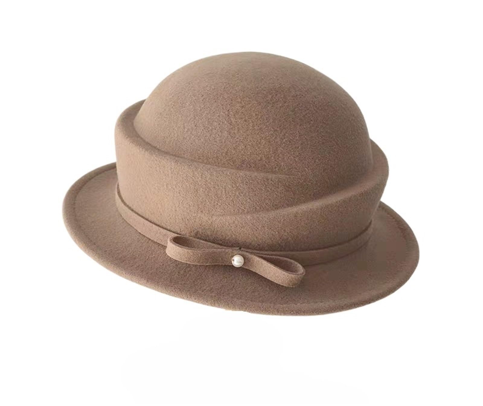 Cappello da donna in feltro di perle retrò autunno e inverno
