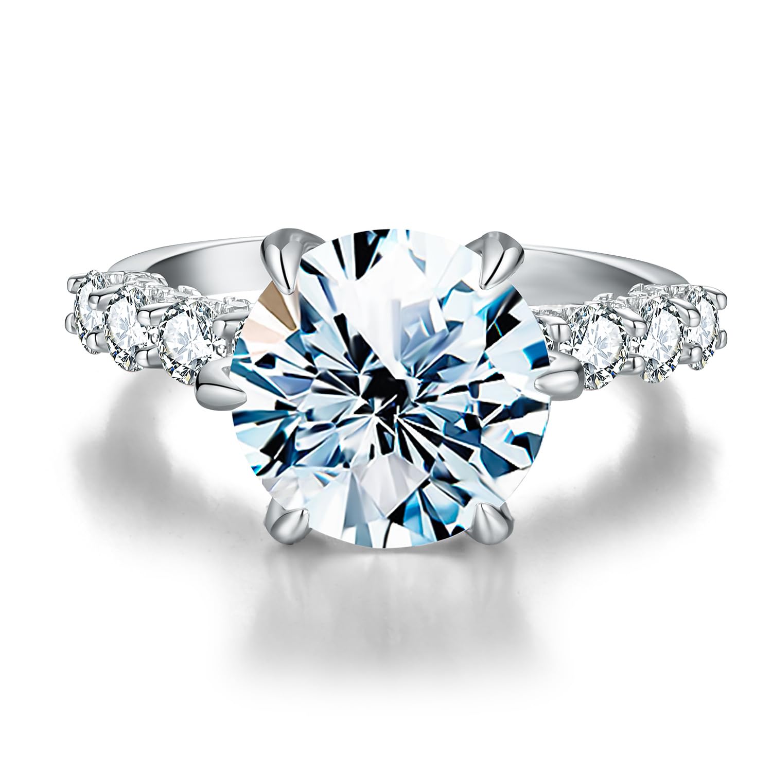 Bague de fiançailles en moissanite 5 carats pour femme en argent 925