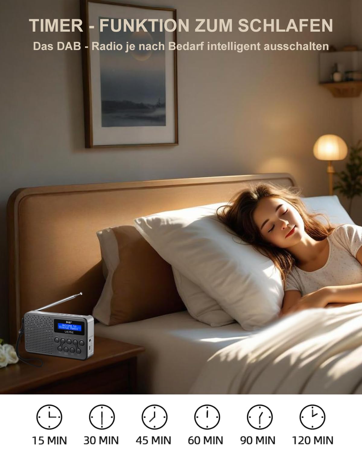 Digitalradio Klein & Tragbar – DAB+/DAB/FM | 3W Lautsprecher mit Verbessertem Bass | 2600mAh Akku+18 Stunden Spielzeit | 20 Senderspeicher+ Radiowecker| für Outdoor & Zuhause(Grau/Silber)