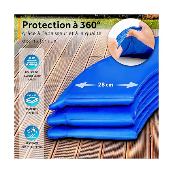 KIDUKU® 244 305 366 427 cm Coussin de Protection pour Trampoline Couverture Rembourrage | résistant aux intempéries | aux UV et au Gel 61WUwgbpCIL. SS600