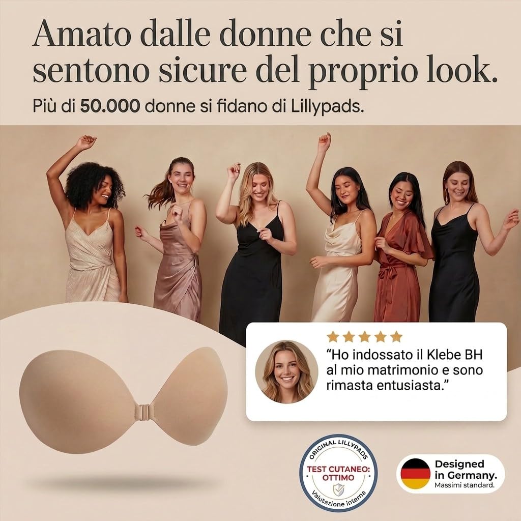 Reggiseno adesivo push up – l'originale – test 100 giorni – Premium Sticky Bra – Lavabile e riutilizzabile – Beige