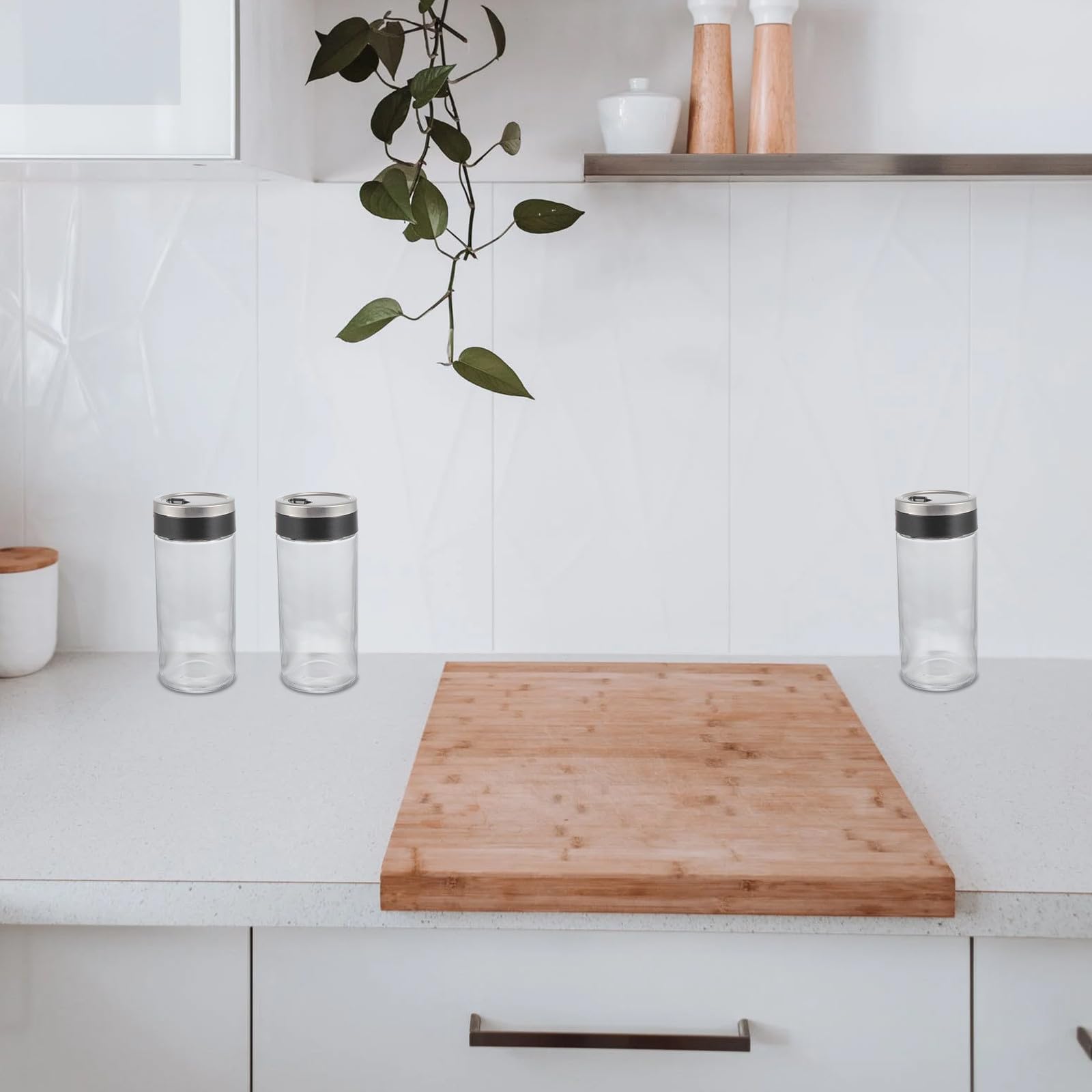 VANZACK 4 Stück Transparente Gewürzflaschen aus Glas 150 ml Vorratsgläser für Salz Pfeffer Zucker Lebensmittelecht Rostfrei mit Schraubdeckel Küchenaufbewahrung