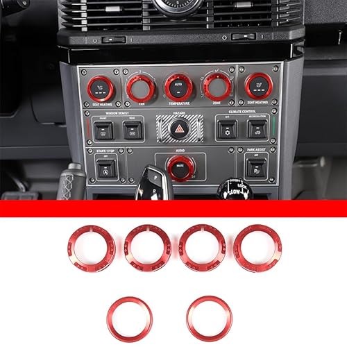 PIUGILH Klimaanlage Lautstärkeregler Ring Knopf Abdeckung Geeignet für INEOS Grenadier 2020-2024,Klimaanlage Knopfabdeckung,Auto Interieur Innendekoration Zubehör (Rot)