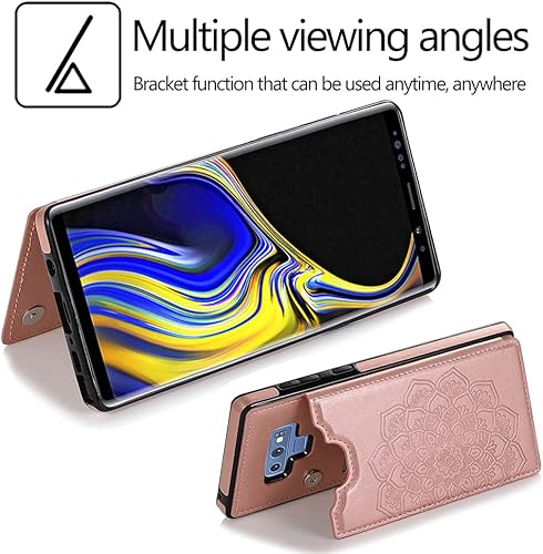 Miniatura 3 de Funda para Samsung Galaxy Note 9 con protector de pantalla de vidrio templado, ranura para tarjetero de crédito, piel sintética, funda protectora