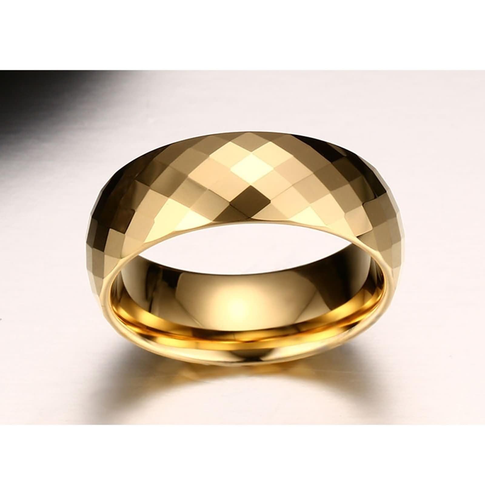 Daesar - Anillos Compromiso Pareja Grabado,8MM Anillo Oro con Rombo Anillo Compromiso Tungsteno