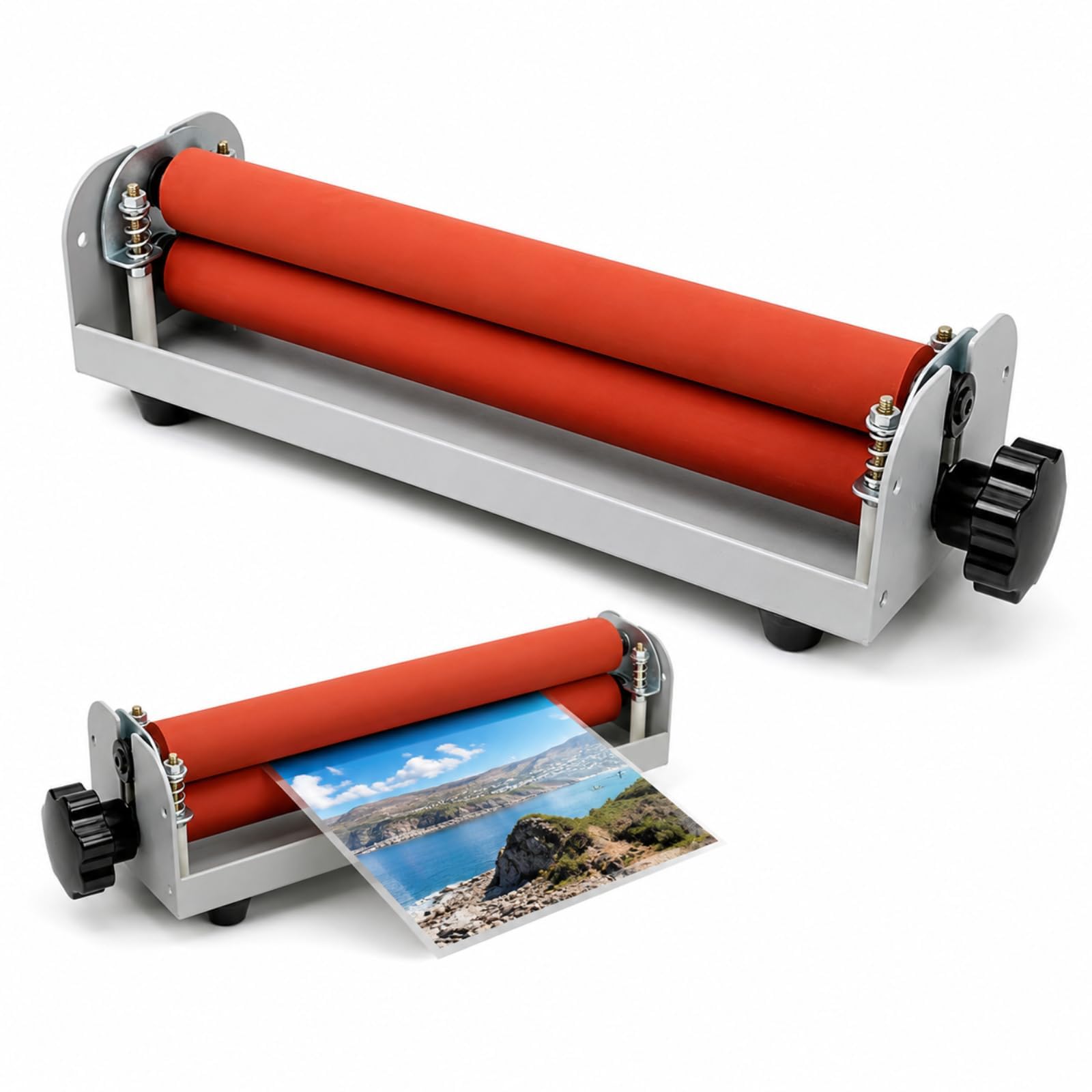12 Zoll Manueller Kaltlaminator A4 Handkurbel Pressmaschine mit Einstellbarer Walze für Poster, Bilder und Hochzeitsfotografie