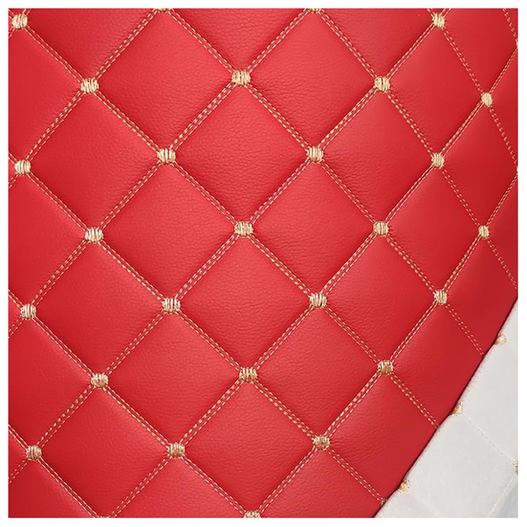 Quilted Faux Leather Vinyl Foam Backed Fabric Brown PVC Upholstery for Automotive Headliner Furniture DIY Projects Home Decor Cushion Linen Wadding Canvas (1.6x4m Red)