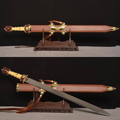 Miniatura 5 de Sword fort Espada de acero al carbono Gladius Roman Legion de metal real, aproximadamente 31.5 pulgadas, espada armada clásica medieval de caballero