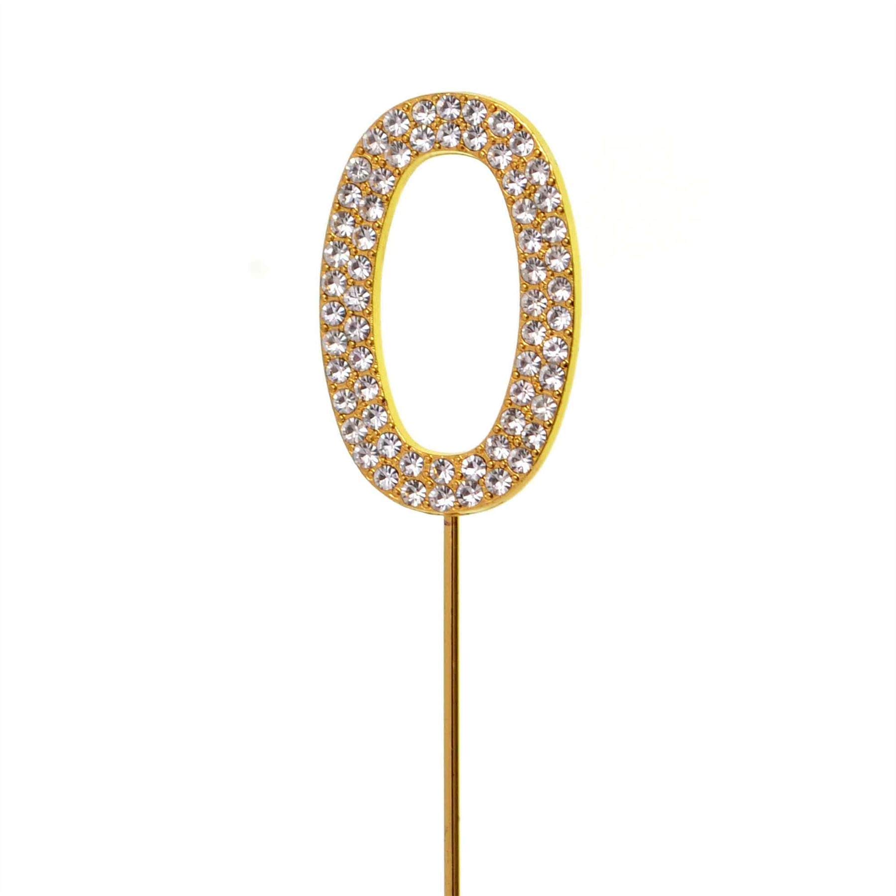 Shatchi Gold 0 Sparkley Diamond Cake Topper Number 0 For Birthday Anniversary from B&Q