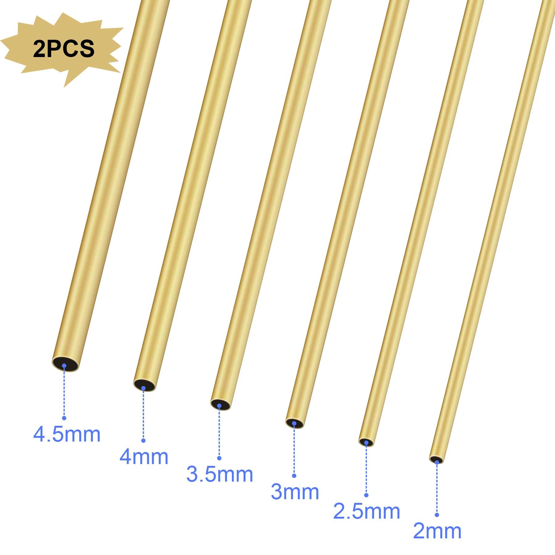 Lot de 12 tubes droits en laiton sans soudure - 2 mm, 2,5 mm, 3 mm, 3,5 mm, 4 mm, 4,5 mm de diamètre extérieur x 0,3 mm, épaisseur de paroi de 300 mm de long