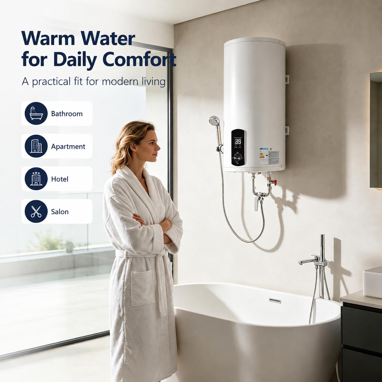Chauffe-eau électrique 2000 W, chauffe-eau sur pied, kit de douche