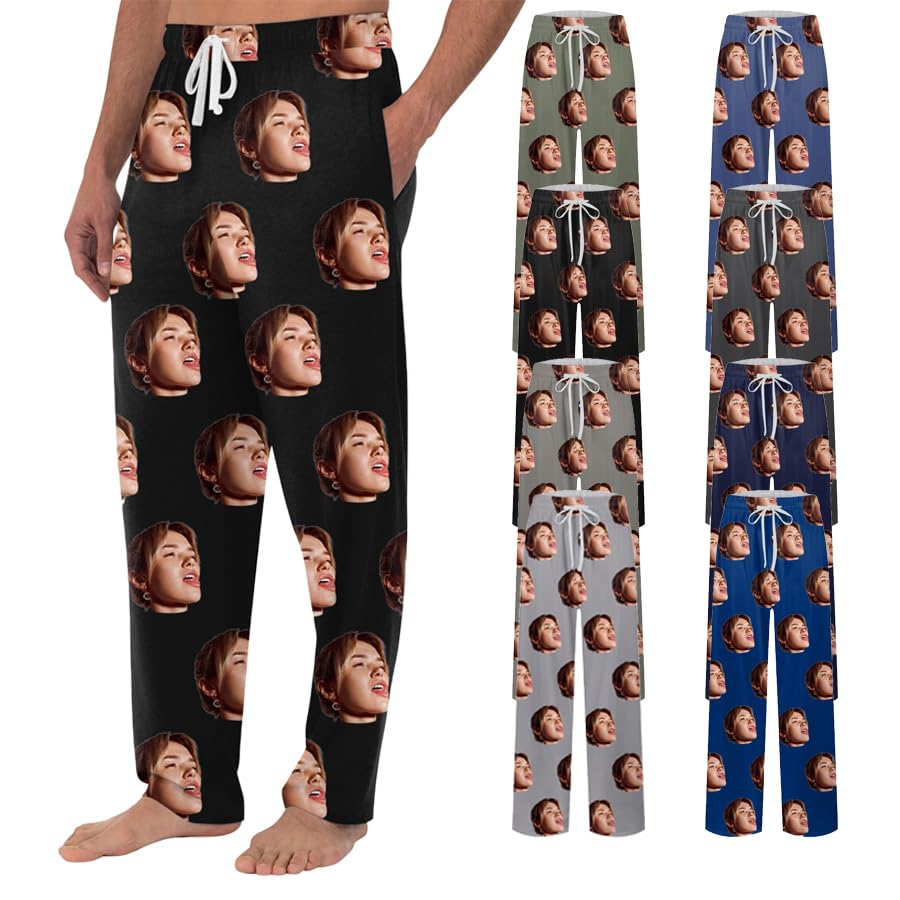 Personalized Pajamas Pants For Men,Custom Pajama Pants With Facial Photos,Birthday Halloween For Men