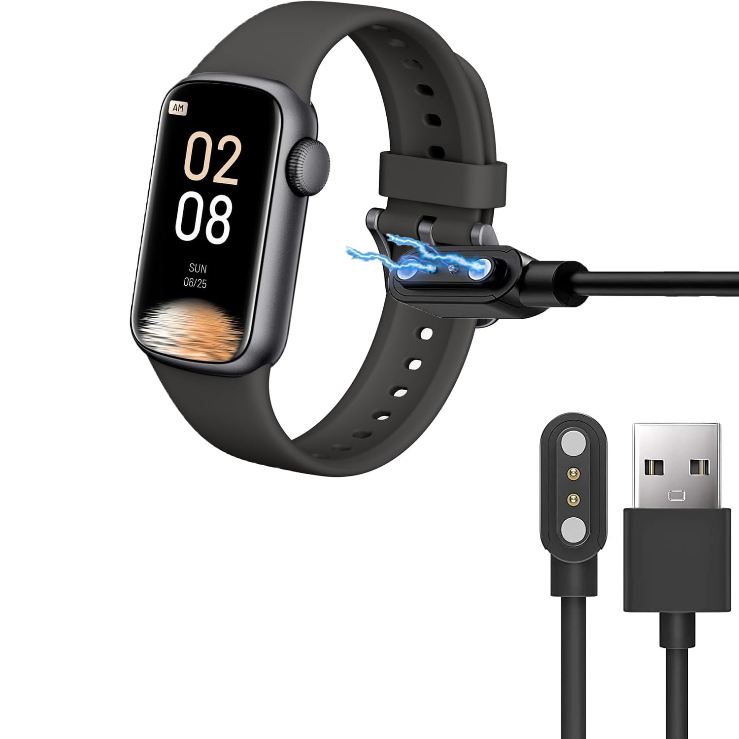 Blueshaweu Charging Cable Compatible with IMFRCHCS Smartwatch 1.47 Inch B6, Cable Charger Charging Station for IMFRCHCS B6 Smartwatch (Black)