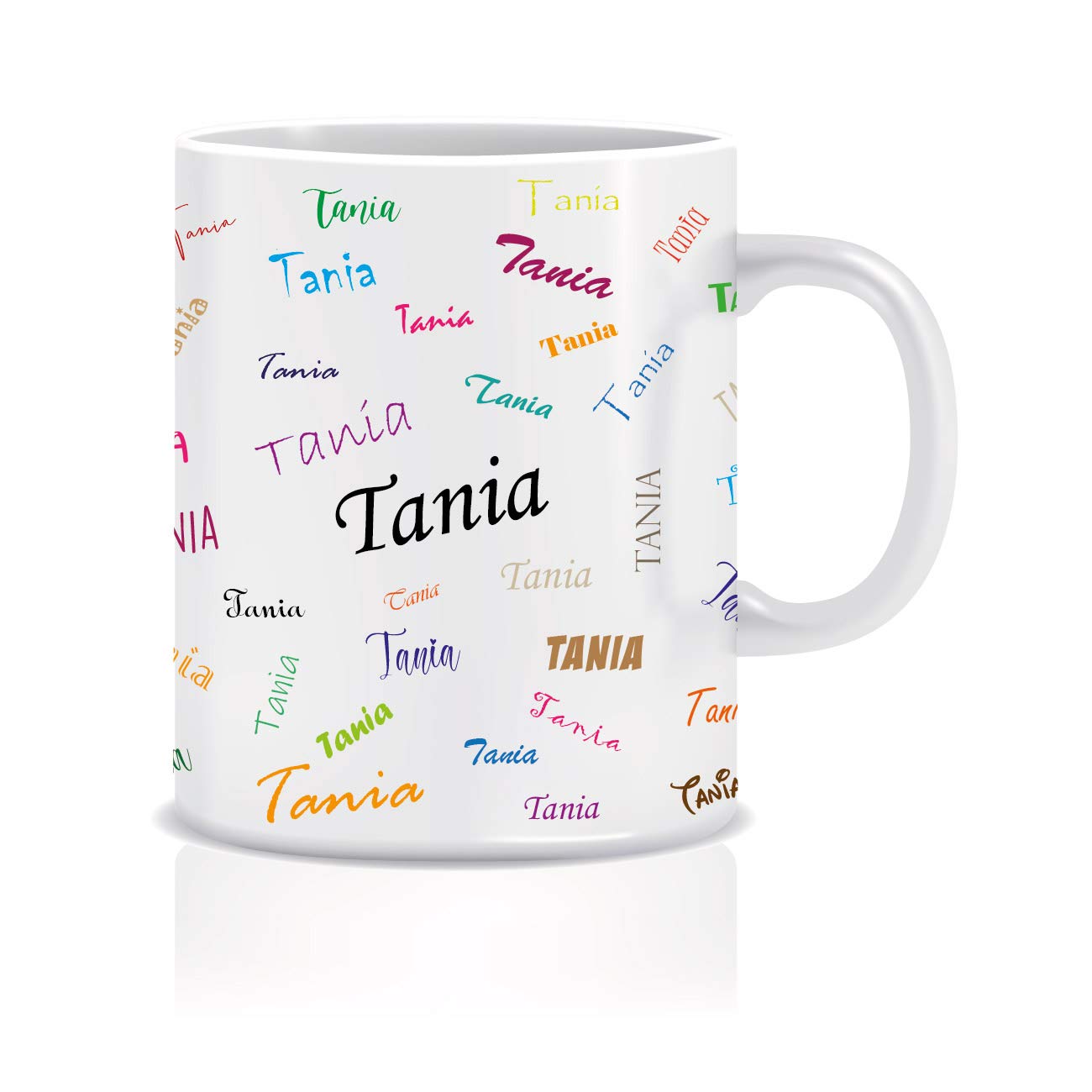 wechitr Typography Coffee Mug for Tania Personalised Name Ceramic, 350ml, 1 Unit