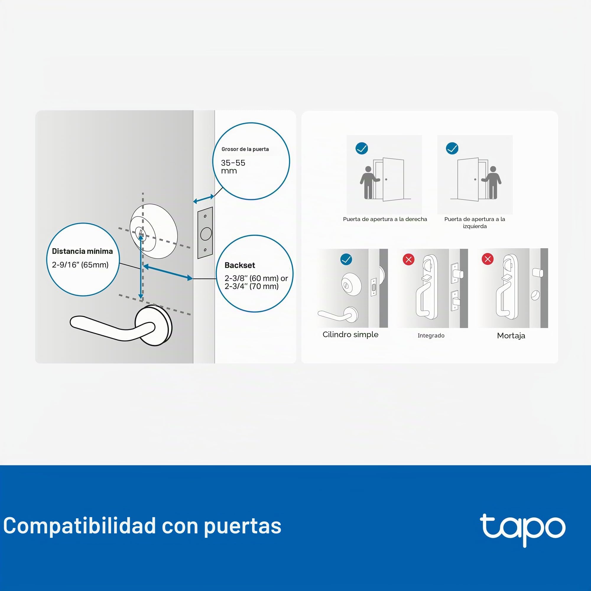 Tapo - Cerradura inteligente de puerta con cerrojo Wi-Fi – Botones táctiles sin llave, acceso personalizado con monitoreo en la aplicación, bloqueo automático, resistente a la intemperie IP54, grado