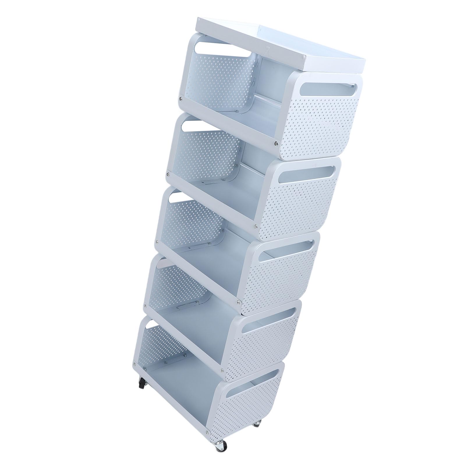 Pssopp Carrito Utilitario Rodante, Carrito de Almacenamiento de Utilidad, Carrito Utilitario de Acero Inoxidable, Estante Organizador para Oficina, Baño, Cocina (5 Niveles)