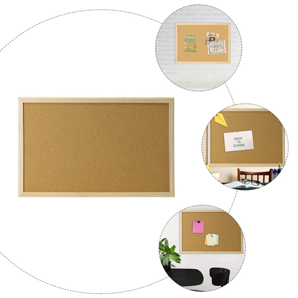 Kichvoe Kork Präsentationstafel mit Holzrahmen aus Kiefer Kaffeefarben Einseitig zur Wanddekoration für Zuhause Installieren Multifunktional
