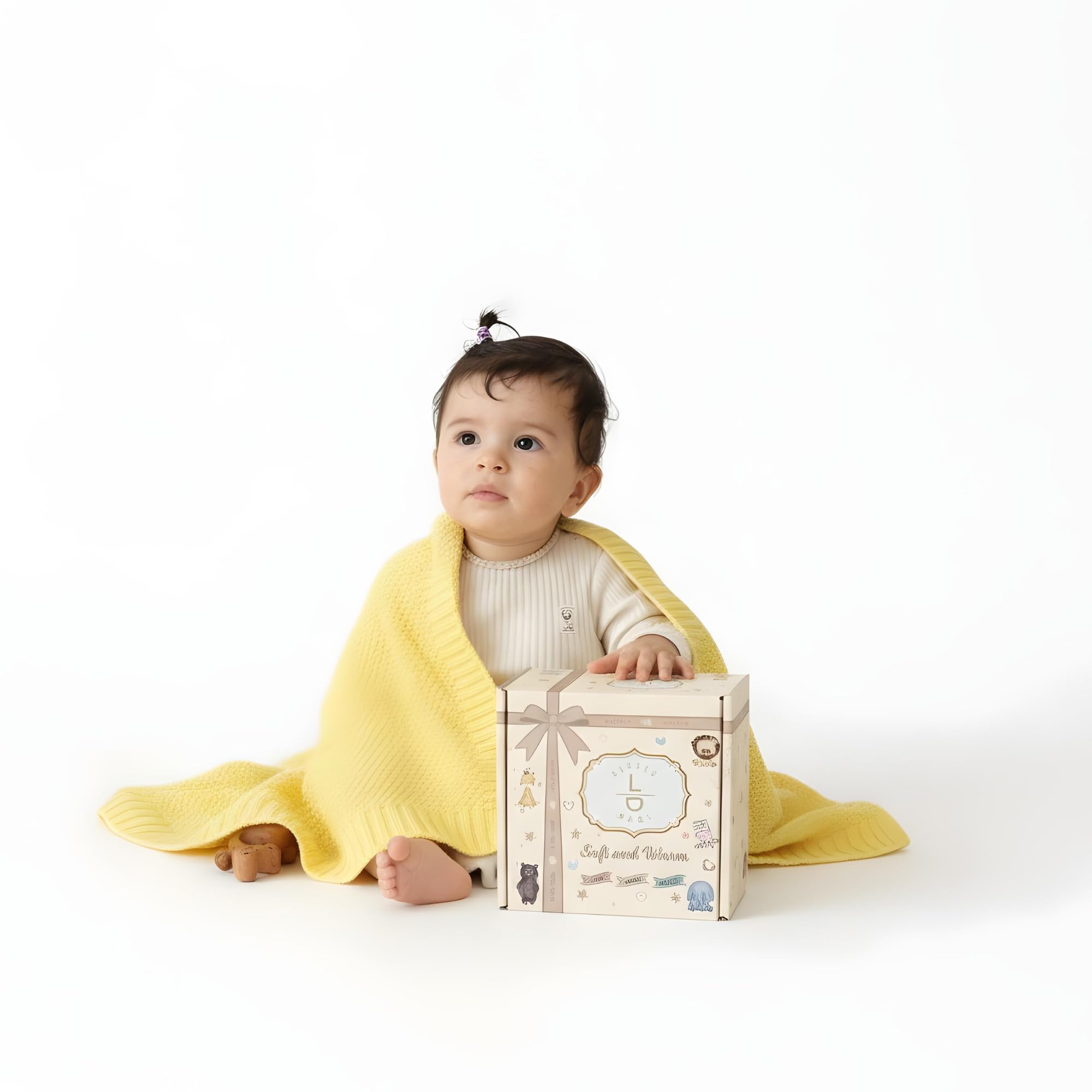 Little Dedi ZOE Baby Blanket Beige - Stroller Blanket & Cuddle Blanket made from 50% Recycled Cotton & 50% Polyester - GRS & OEKO-TEX Class 1 - Soft & Washable - Gift Box — view 11