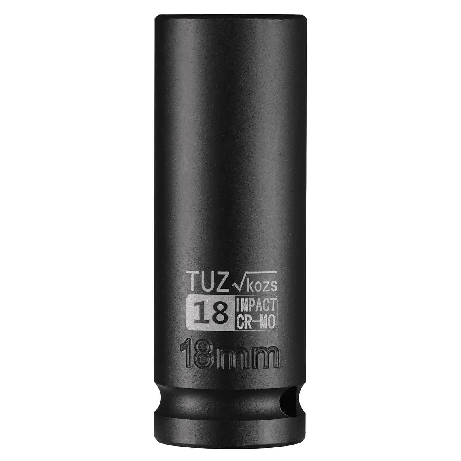 TUZkozs 1/2-Inch Drive 18mm Deep Impact Socket with 6-Point Design, Heat-Treated Chrome Molybdenum Alloy Steel, Metric?Hex Deep Socket