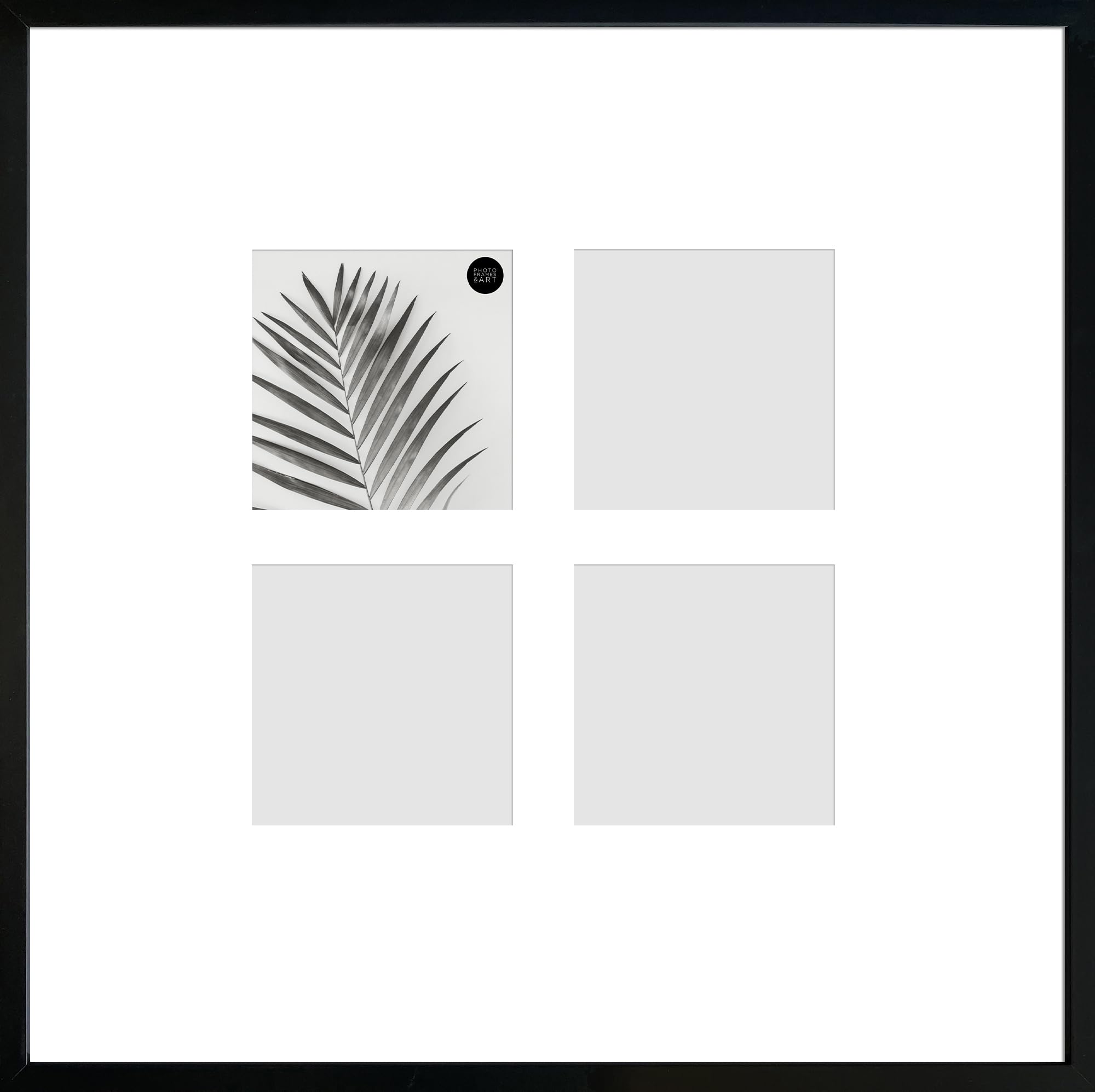 Pf+A Black Real Glass Large Square Frame For 4 5X5 Photos - Real Wood Multi Frame For 5X5inch Photos/Winchester 18X18 For 4 5X5 Picture Frame