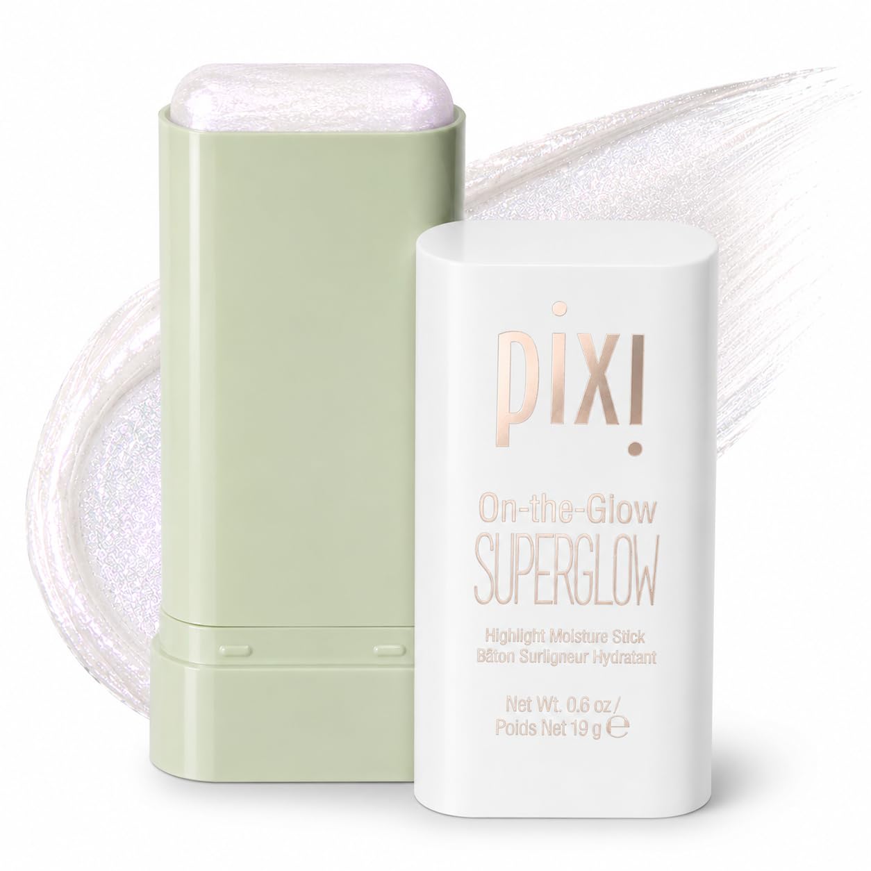 Pixi Beauty On-the-Glow SuperGlow | Odcień: IcePearl | Hydratyzujący rozświetlacz do policzków i łuków brwi, z żeń-szeniem, aloesem i ekstraktami z owoców, 19 g