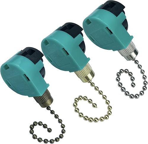 Paquete de 3 interruptores de ventilador de techo de 3 velocidades 4 cables Zing Ear ZE-268S6 interruptor de cadena compatible con interruptor de