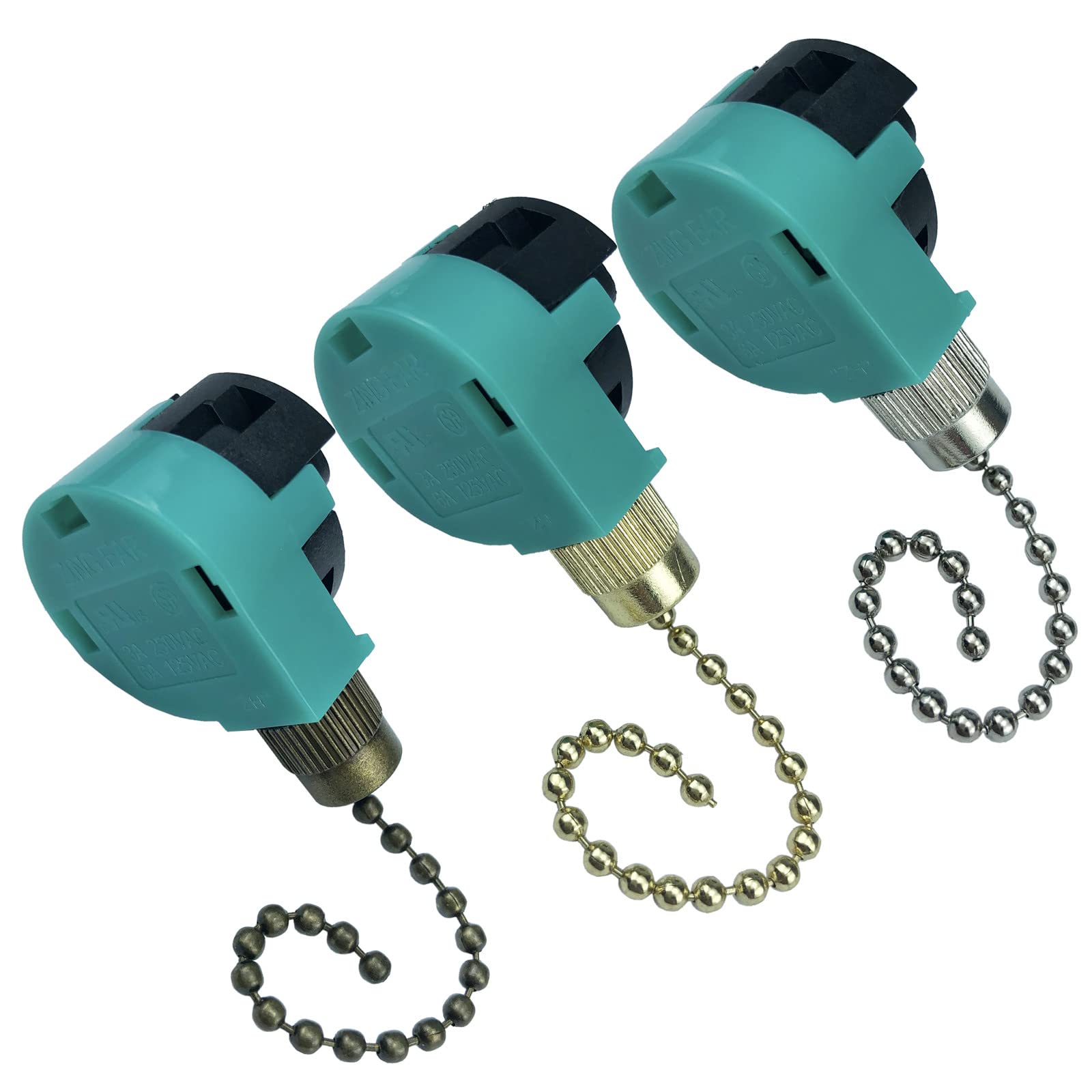 3 Pack Ceiling Fan Switch 3 Speed 4 Wire Zing Ear ZE-268S6 Fan Pull Chain Switch Compatible with Ceiling Fan Switch Ceiling Fan Light Lamp (Multicolored)