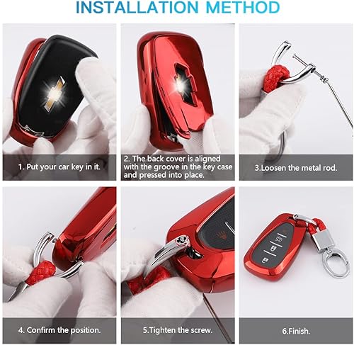 Miniatura 7 de 1797 Funda roja para llavero para Chevy Chevrolet Malibu Cruze Equinox Camaro Blazer Traverse Sonic Spark Trailblazer Bolt Trax Car Key Chain Case