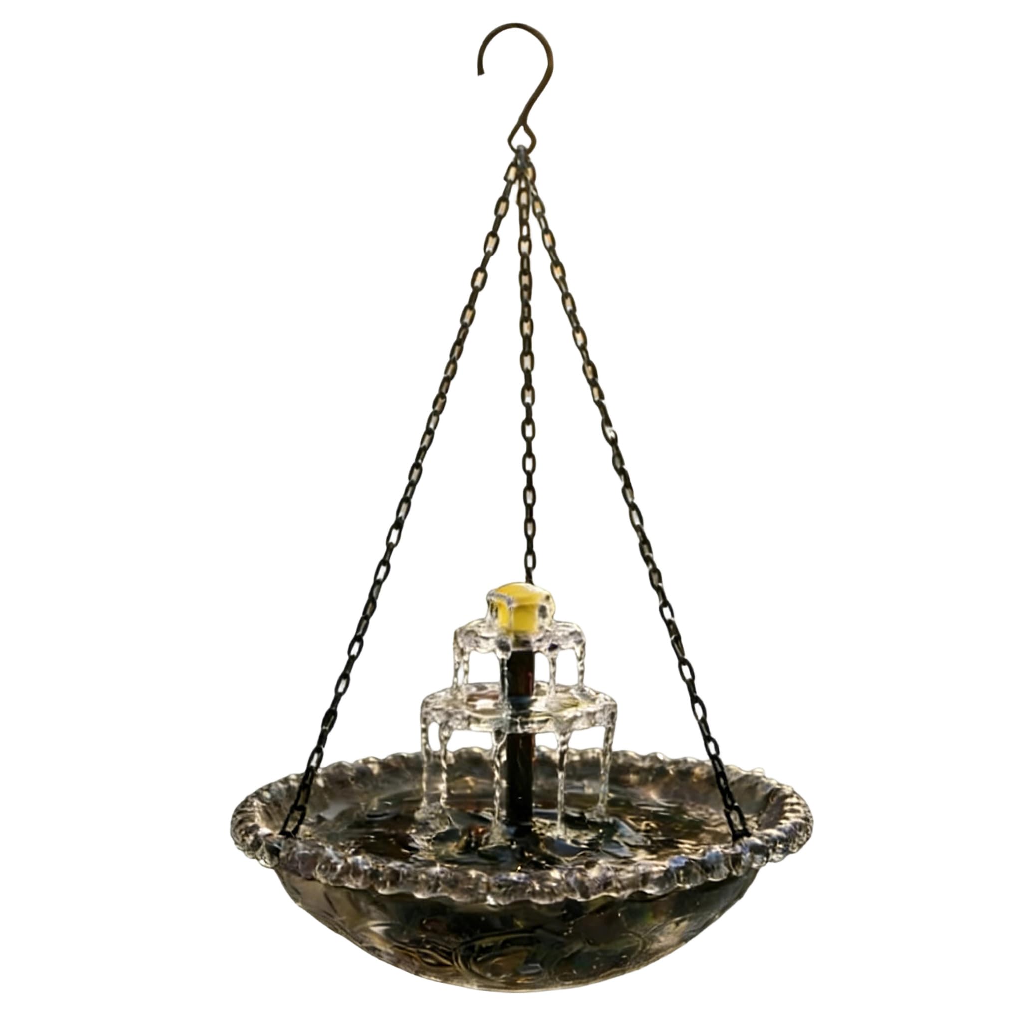 Solar Operated Cascading Water Fountain Birdbath Garden Hangable Bird Feeding Platform Attracts Hummingbirds Hanging Bird Bath Fountain