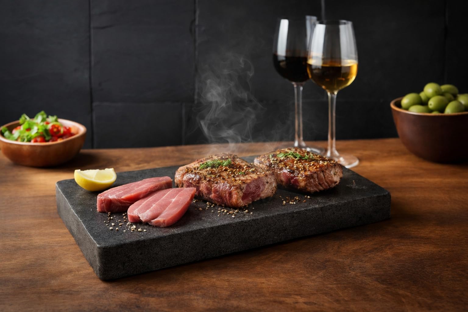Kalu creations Plaque en pierre de lave rectangulaire pour viande, grill avec plaque naturelle réfractaire pour four électrique et gaz, 25 x 15 cm - noir