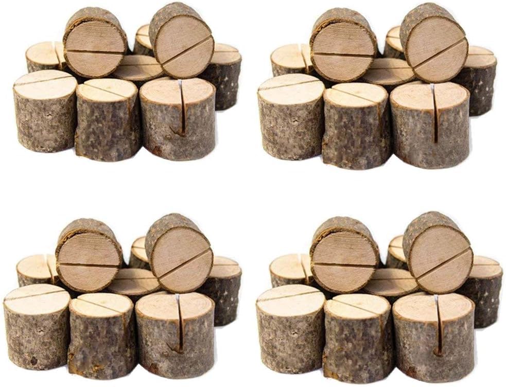 Rustic Table Number Holders Natural Wood Place Card Holders for Wedding Table Name Cards and Memo Note Cards 40 pcs