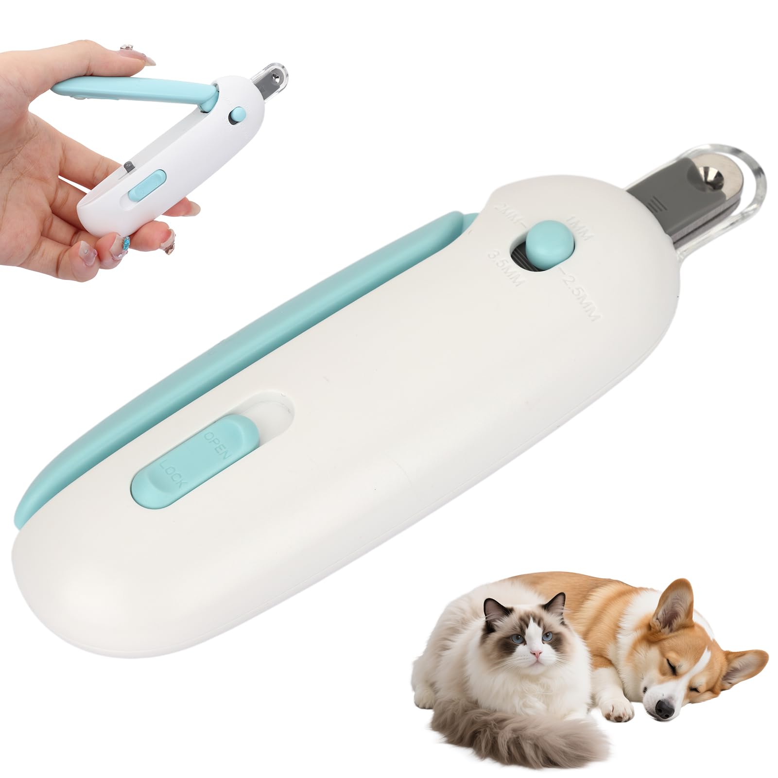 Cat Claw Clippers, Cat Nail Clippers with Safety Guard, Adjustable 3-Size Trimming Hole Hidden Nail File for Kittens Indoor Cats Home Grooming Home Trimmer(Blue)