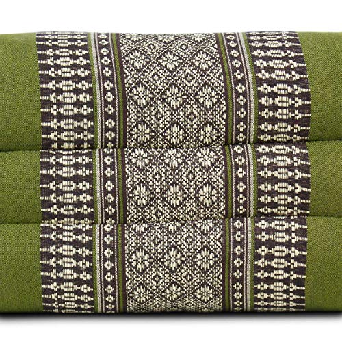 Oriental Galerie Thaikissen Nackenkissen Kopfkissen Kissen Kapokkissen Thai-Motiv ca. 35 x 19 x 13 cm Baumwolle Kapok Braun Grün KB4