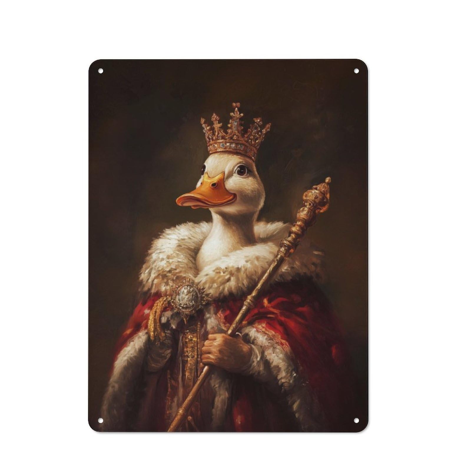 Junmoney Duck King Portrait Metal Sign 40X30cm With For Workshop Wall, Rustic Decor, For Garage, Workshop And Man Cave Decoration