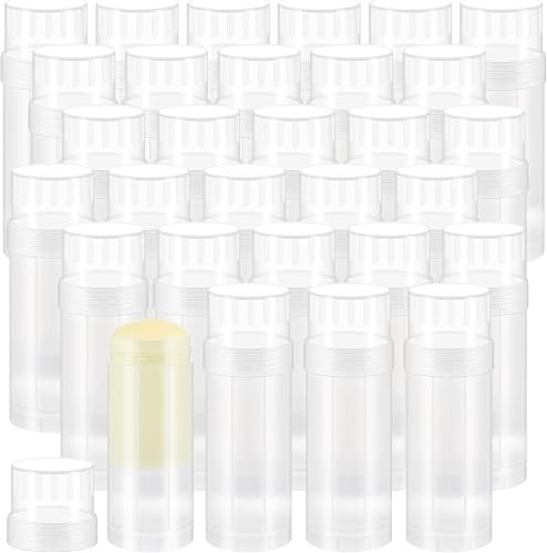 Teenyyou 30 Pcs Empty Deodorant Containers Twist Up Filling Bottle Refillable Plastic Deodorant Holder Tube for Homemade Lipstick Sunscreen Balm Lotion Bar, Translucent, 60ml/2oz, Minimalist