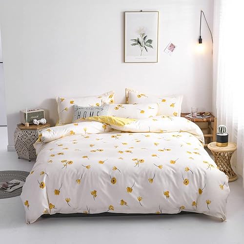 BEIRTY Funda de edredón floral estilo Queen Chic con estampado de flores, funda de edredón 100% algodón floral, funda de edredón botánica con 2